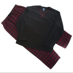 Izod Flannel Pants & Fleece Tee Pajama Set L, Red